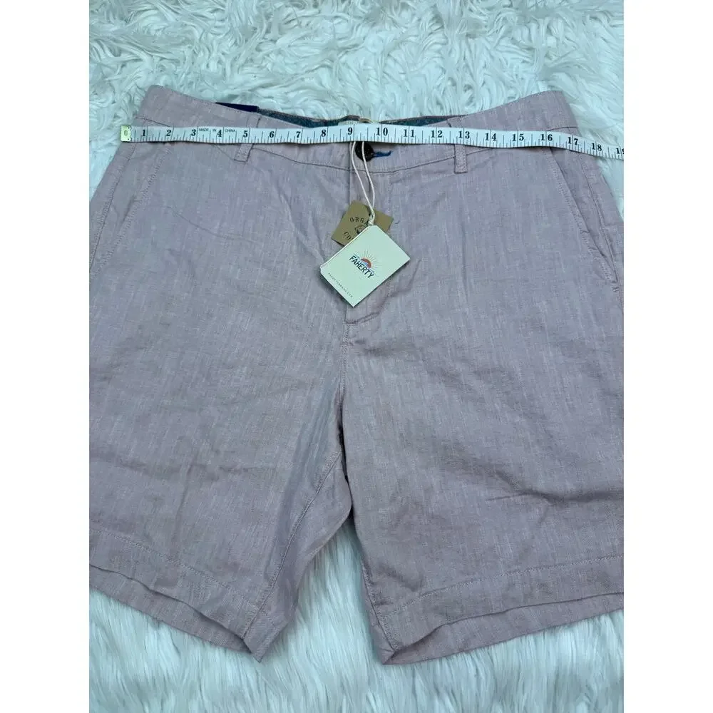 FAHERTY Men’s Tradewinds Shorts 7.5” Inseam Linen Blend-Maui Mauve Size 33 NWT